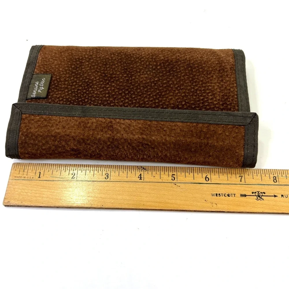 Vintage Pigskin Leather Wallet Made in Taiwan ROC Brown Trifold Card Holder Soft